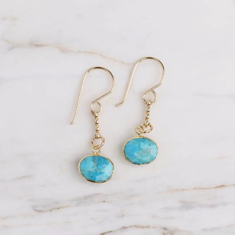 gold and diamond earrings for women-Turquoise Pool Earrings