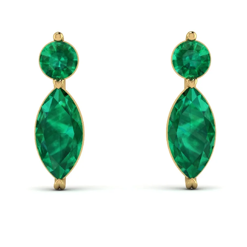 vintage hoop earrings for women-Hanging Marquise Emerald Earrings - Lacey No. 4