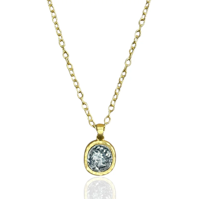 star-shaped necklaces for women-GOLD PAVIA COIN & FRAME NECKLACE