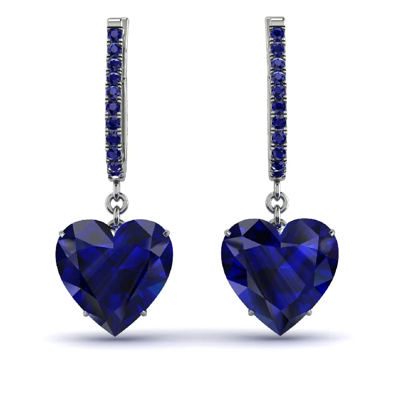 large gemstone earrings for women-Heart Sapphire Earrings - Noelle No. 75