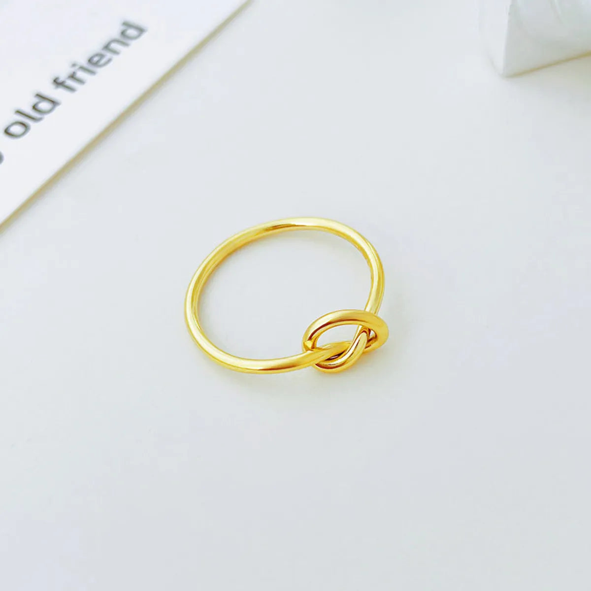 birthstone rings for women-Simple Style Bow Knot Titanium Steel Irregular Plating 14k Gold Plated Rings