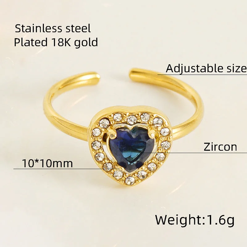 Love Heart-Shaped Ring [Blue Diamond]]