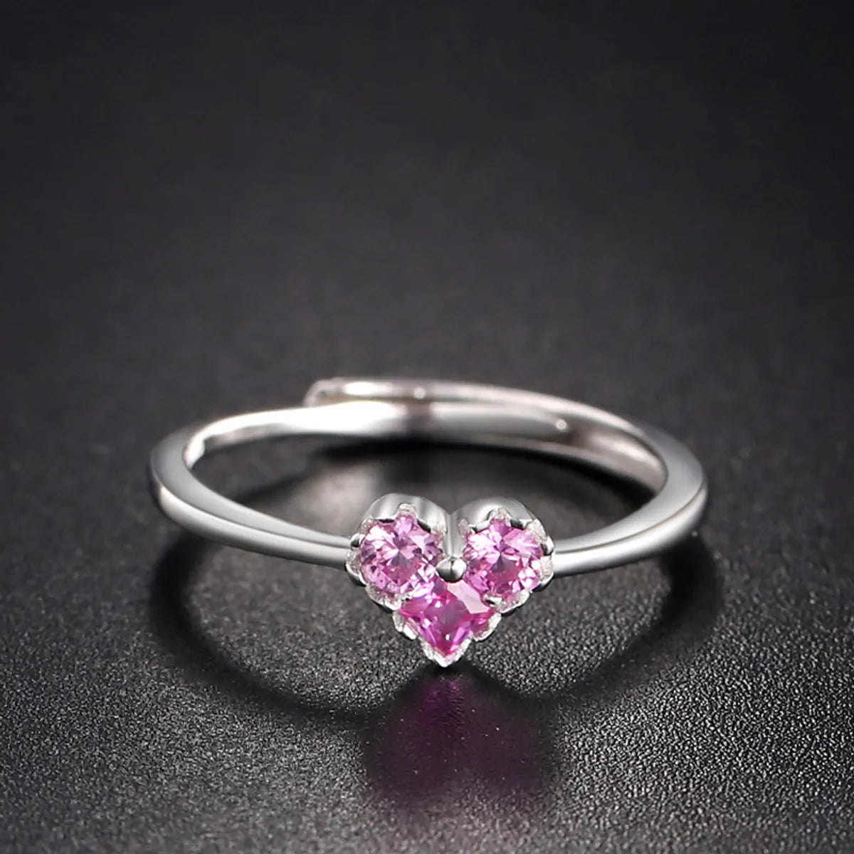 gorgeous diamond wedding rings for women-Korean New Fashion Heart-shape S925 Silver Inlaid Zircon Ring