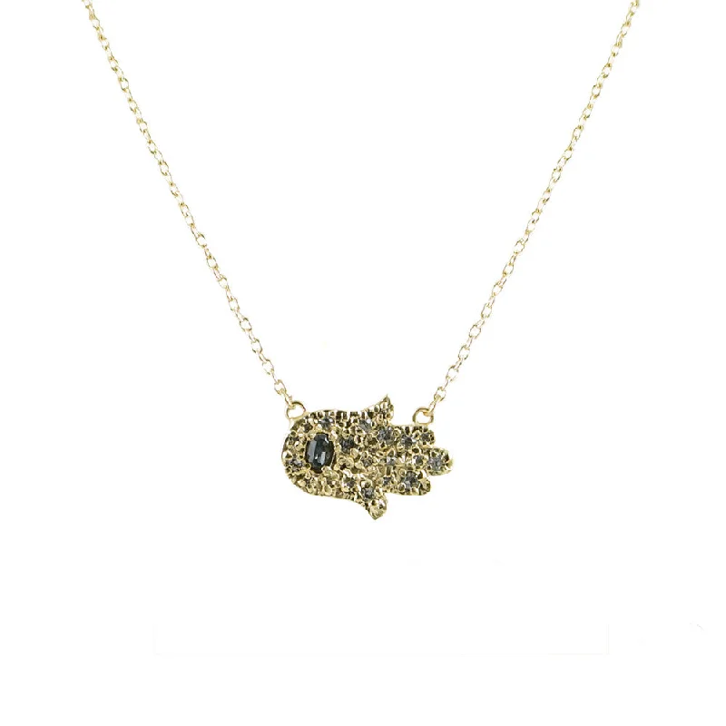 dainty gold necklaces for women-GOLD HORIZONTAL HAMSA NECKLACE