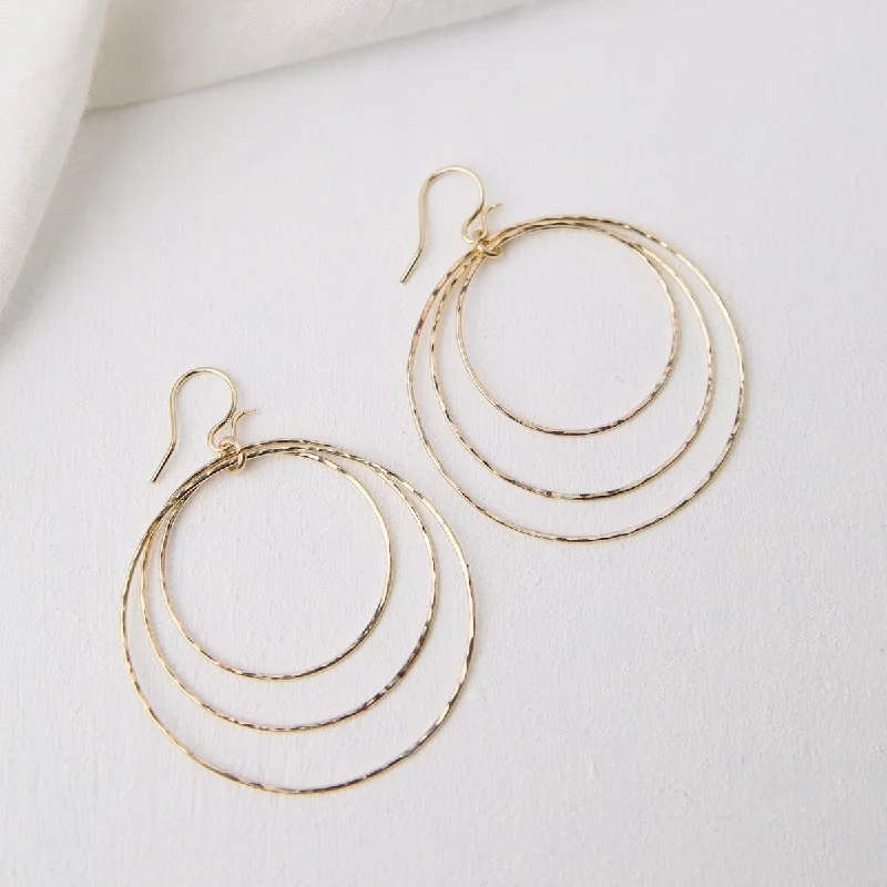 creative stud earrings for women-3 Hammered Circle Earrings - Gold Filled