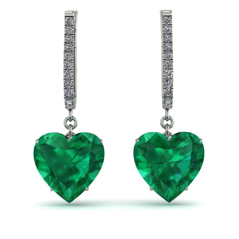 gold drop earrings for women-Heart Emerald Earrings - Noelle No. 6