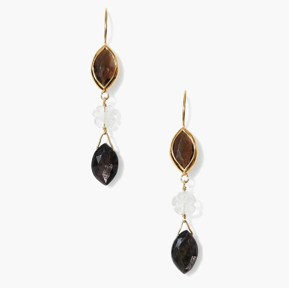 sparkling silver earrings for women-Sabine Earrings in Quartz Mix