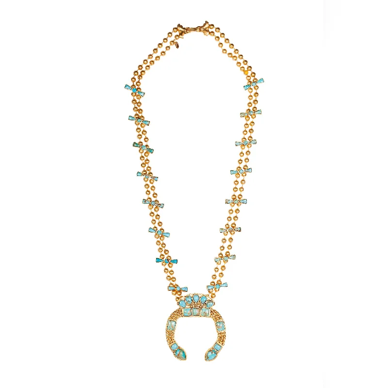 solid gold necklaces for women-Southwestern Squash Blossom Necklace