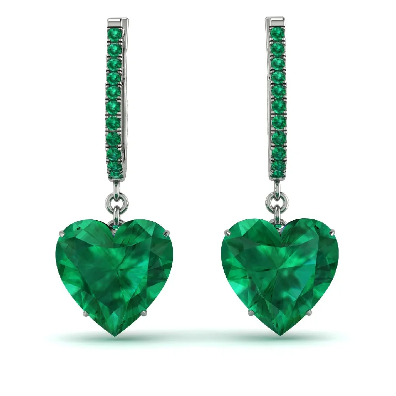 vintage stud earrings for women-Heart Emerald Earrings - Noelle No. 21