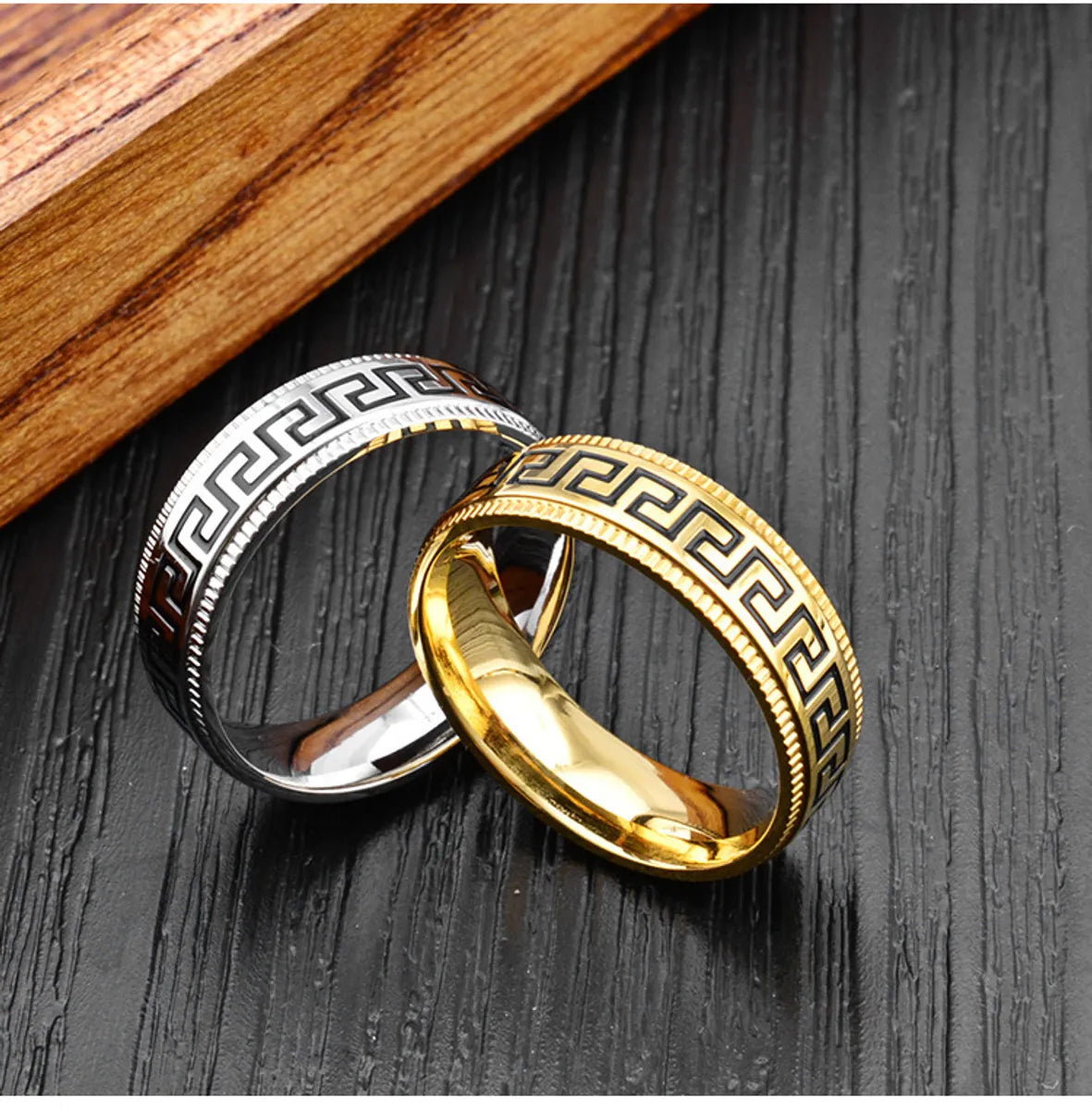 fashion diamond rings for women-Retro Simple Style Geometric 201 Stainless Steel Enamel Unisex Rings