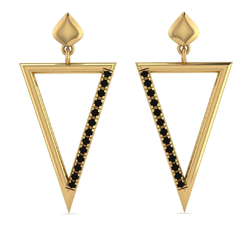 beautiful gemstone drop earrings for women-Triangle Black Diamond Stud Earrings - Amiyah No. 7