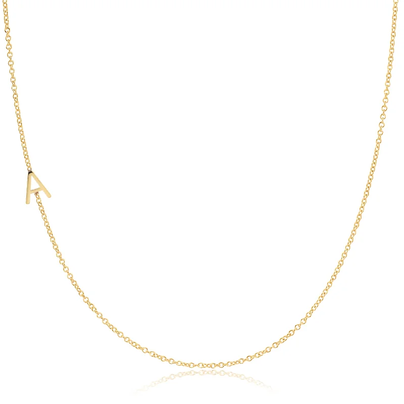 sophisticated chain necklaces for women-14K GOLD ASYMMETRICAL LETTER NECKLACE - A