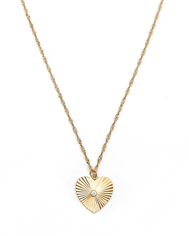 spiral necklaces for women-Agatha Diamond Heart Necklace