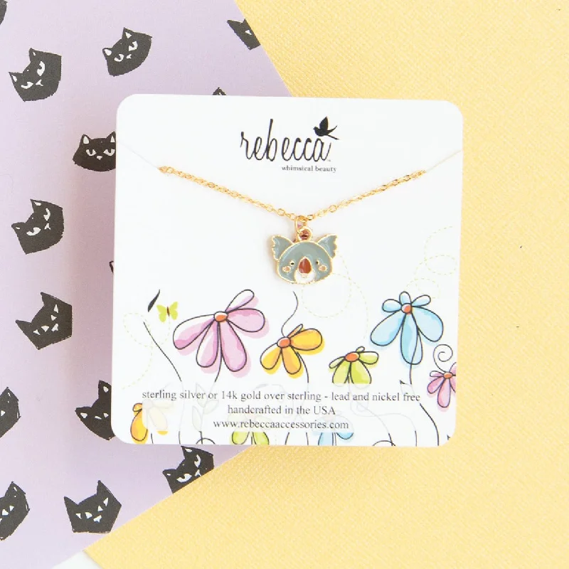 infinity necklaces for women-Koala Enamel Charm Necklace Children’s Jewelry