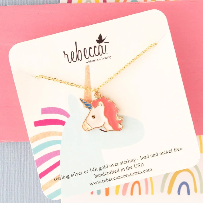 collar necklaces for women-Birthday Unicorn Enamel Necklace