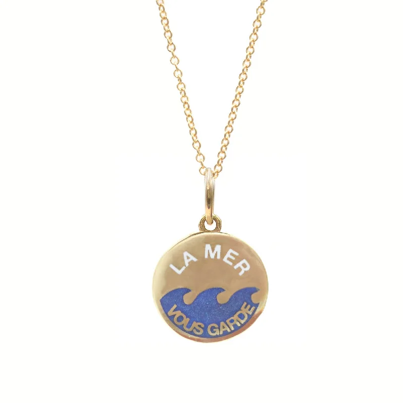 minimalist necklaces for women-Enamel La Mer Vous Garde Necklace