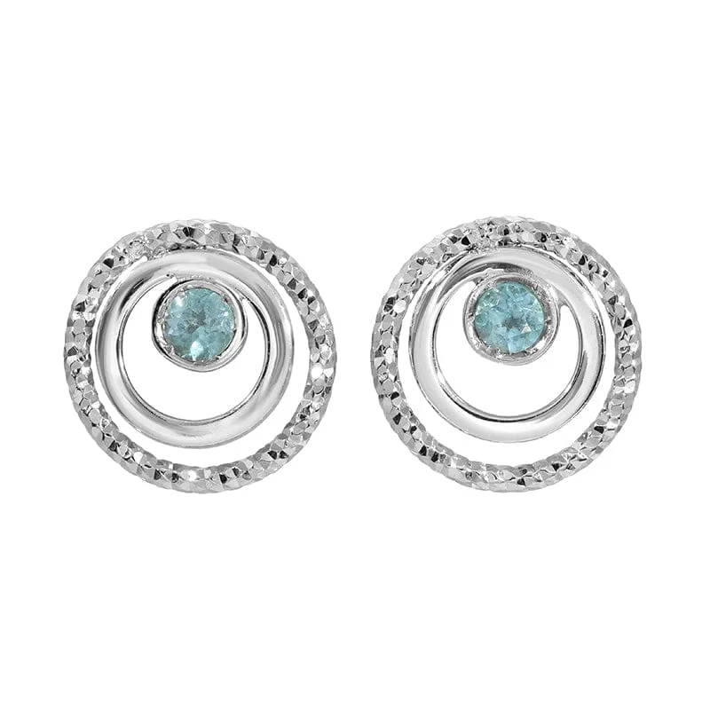 silver chandelier earrings for women-Sterling Silver Blue Topaz Operato Earrings