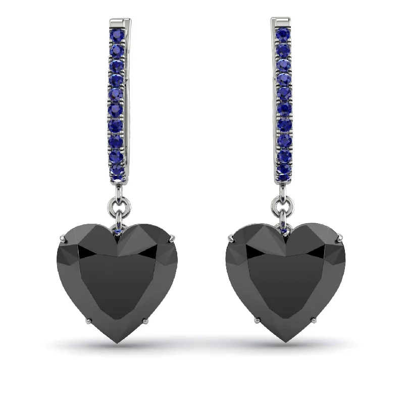 modern stud earrings for women-Heart Black Diamond Earrings - Noelle No. 69