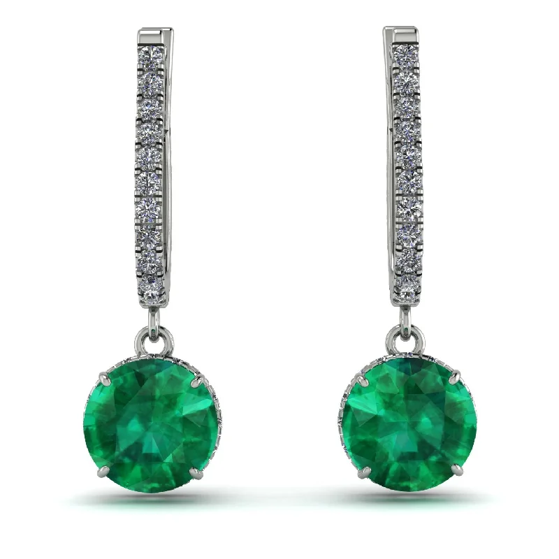 minimalist earrings for women-Emerald Dangle Earrings With Hidden Halo - Adaline No. 6