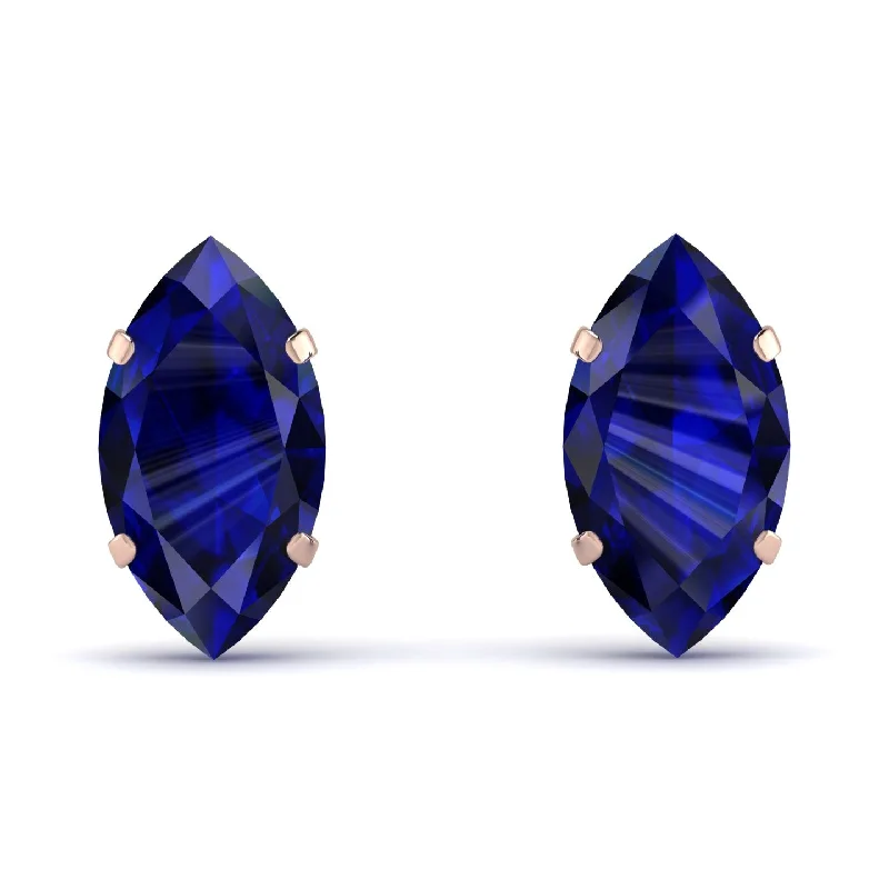 elegant hoop earrings for women-Hidden Halo Marquise Sapphire Earrings - Journey No. 59