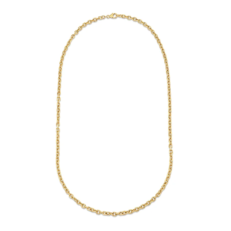 gorgeous gemstone necklaces for women-SOLID GOLD HAMMERED ROLO CHAIN NECKLACE