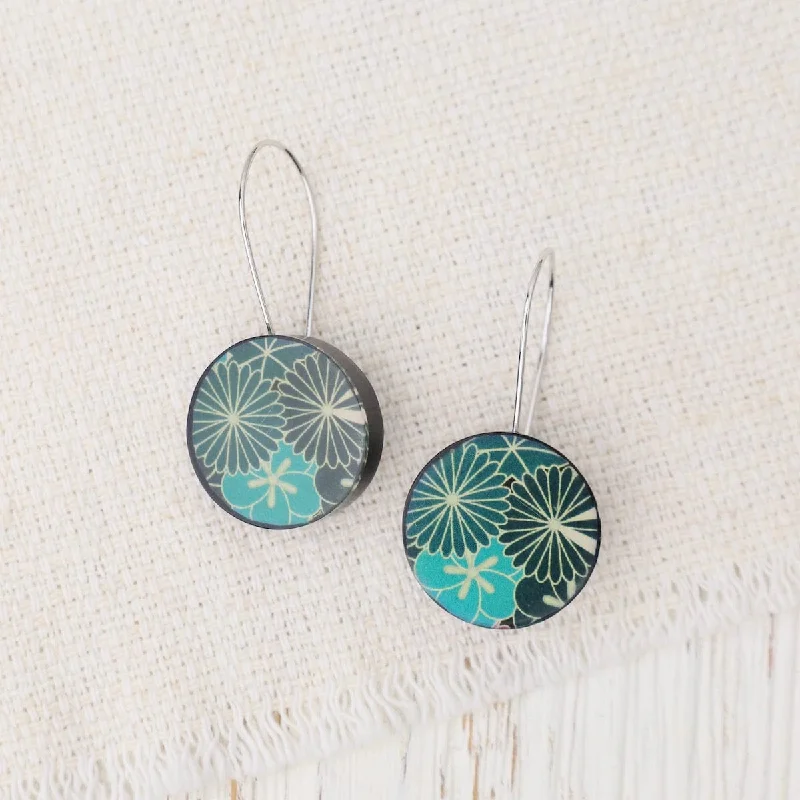 minimalist hoop earrings for women-Green Kimono Round Earrings