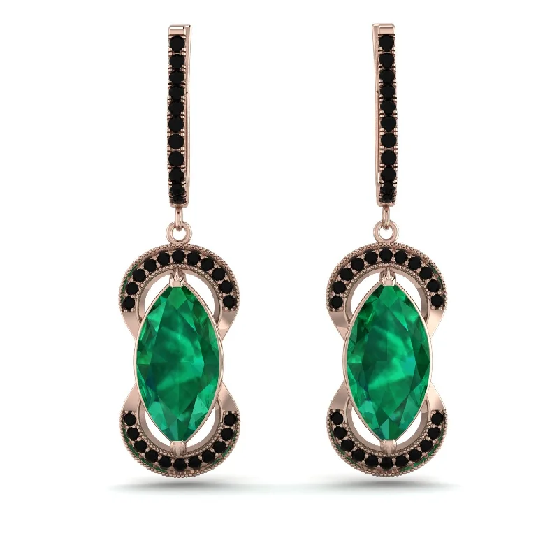 elegant drop earrings for women-Marquise Vintage Emerald Earrings - Marley No. 35