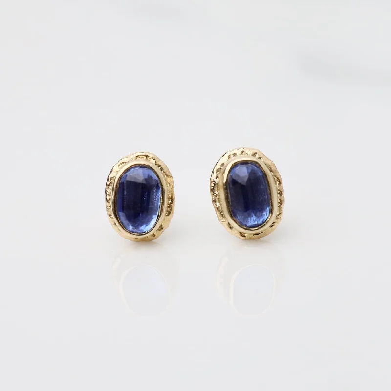 gold drop earrings for women-Jamie Joseph Oval Inverted Kyanite Earrings