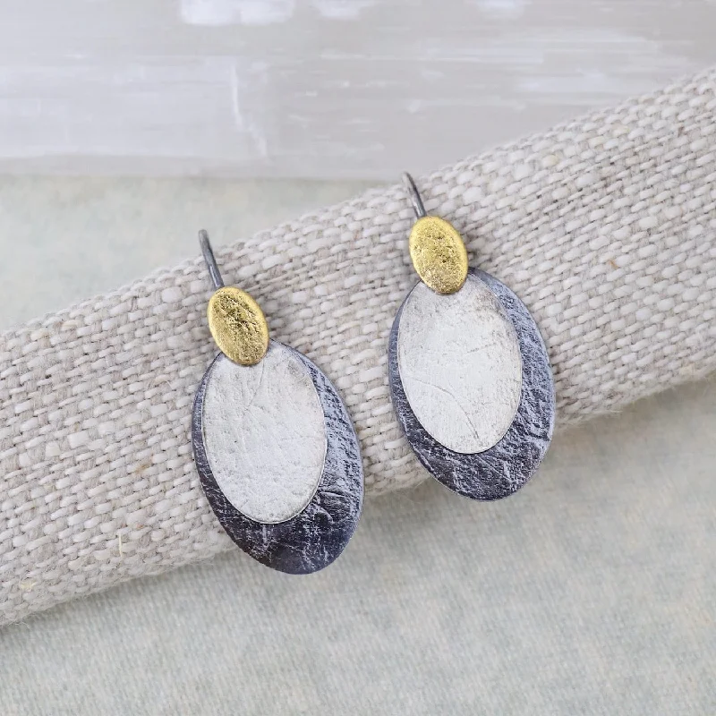 silver stud earrings for women-Oval Drop Earrings