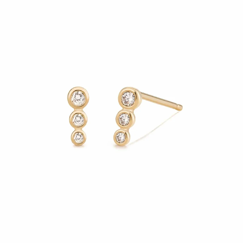 luxurious hoop earrings for women-Graduated Bezel Diamond Stud Earrings