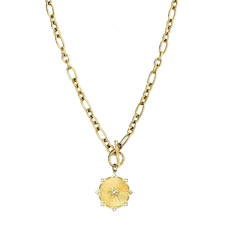 trendy choker necklaces for women-Raylee Toggle Starburst Coin Necklace