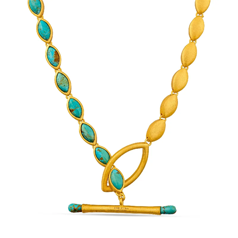 custom name necklaces for women-Jasmine Toggle Necklace - Turquoise