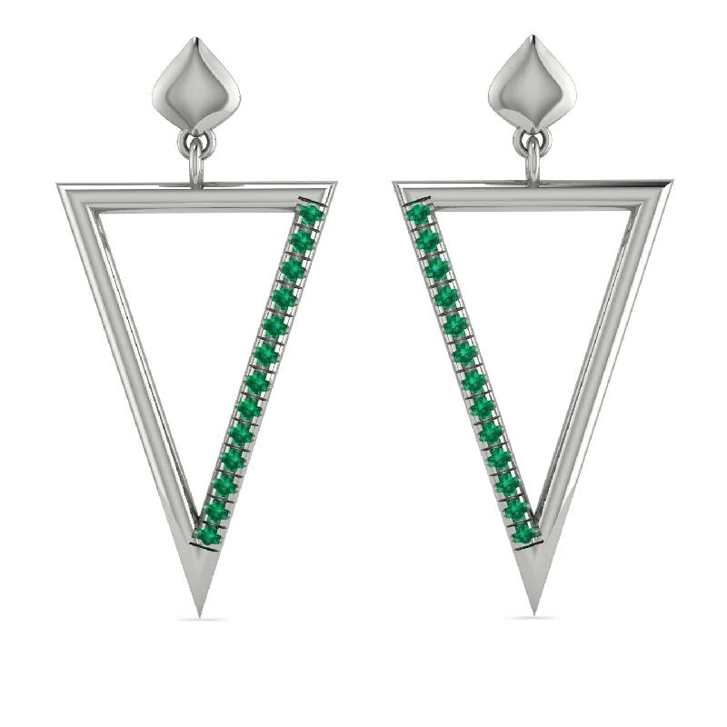 sparkling stud earrings for women-Triangle Emerald Stud Earrings - Amiyah No. 6