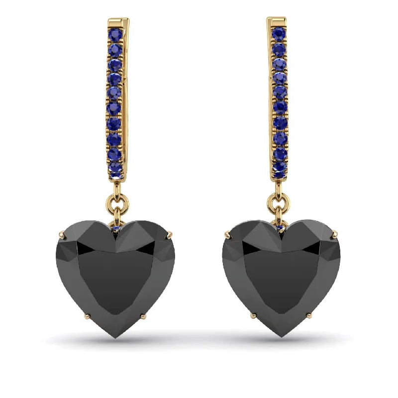 vintage drop earrings for women-Heart Black Diamond Earrings - Noelle No. 67