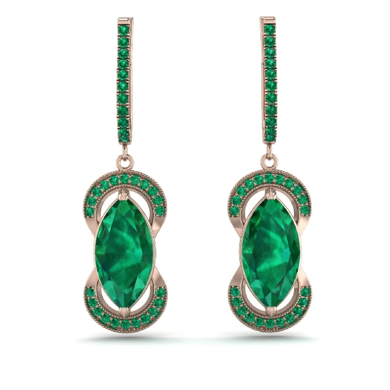 butterfly stud earrings for women-Marquise Vintage Emerald Earrings - Marley No. 20