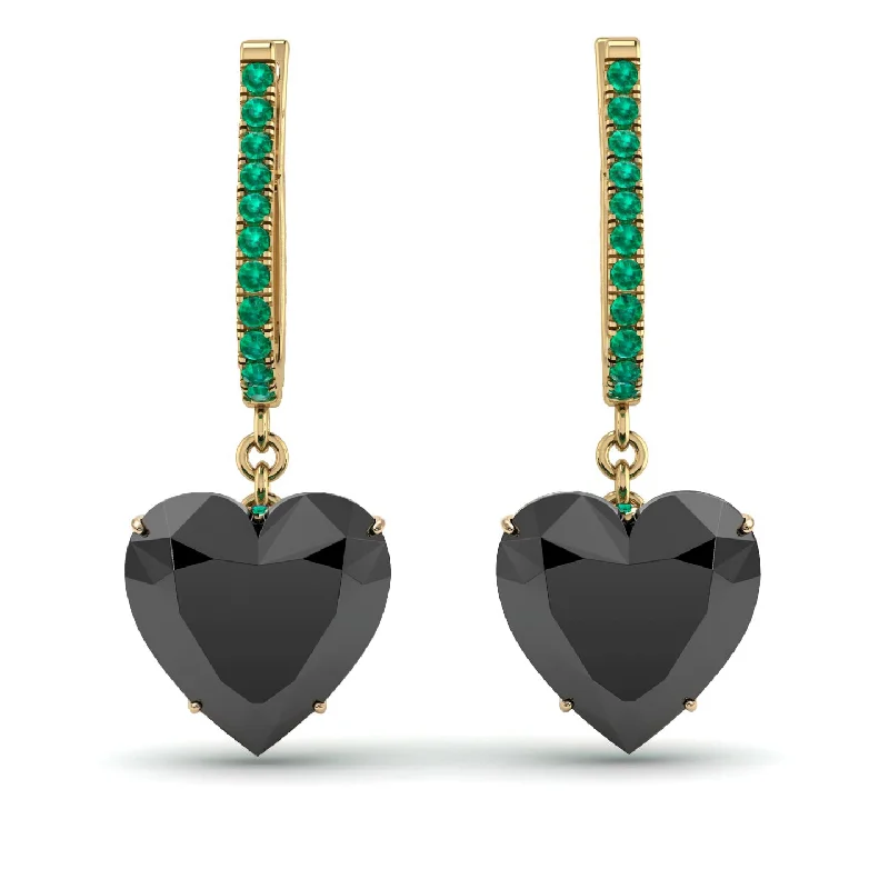 luxury stud earrings for women-Heart Black Diamond Earrings - Noelle No. 22