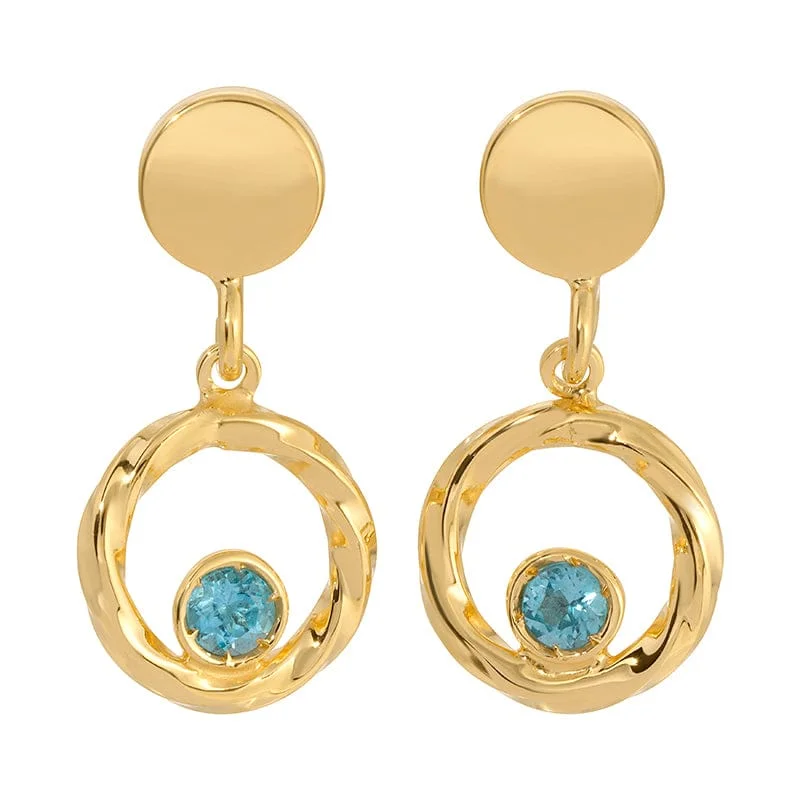 gorgeous diamond earrings for women-Gold Plated Blue Topaz Dynamics Earrings