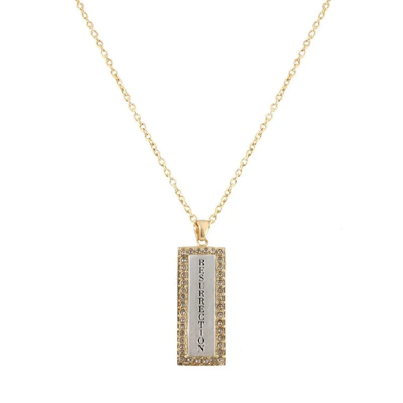 statement silver necklaces for women-GOLD PAVE CRYSTAL RESURRECTION NECKLACE