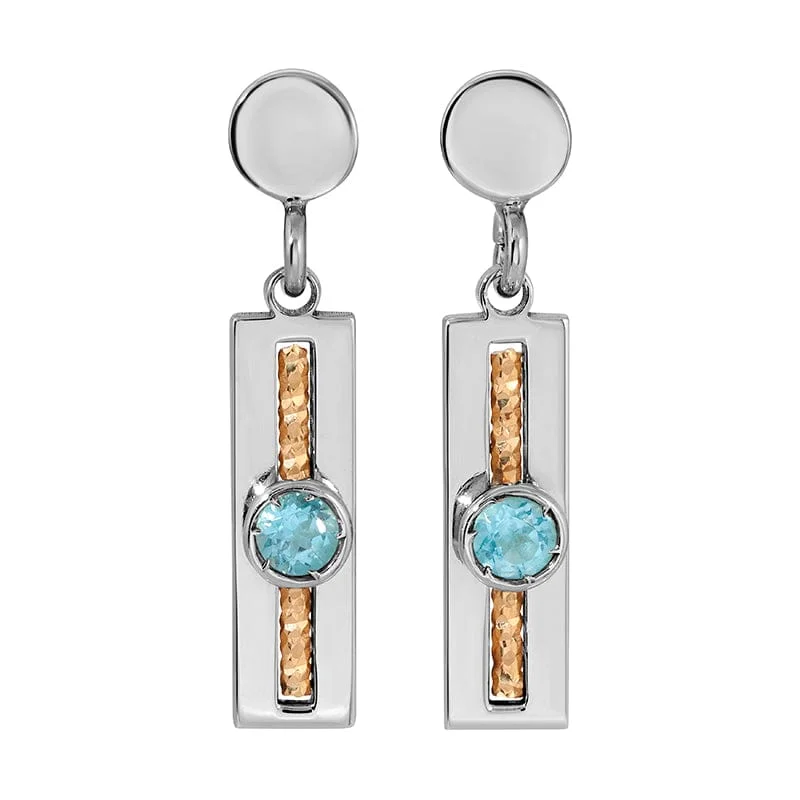 large statement hoop earrings for women-Sterling Silver & Gold Plated Blue Topaz Soprano Earrings