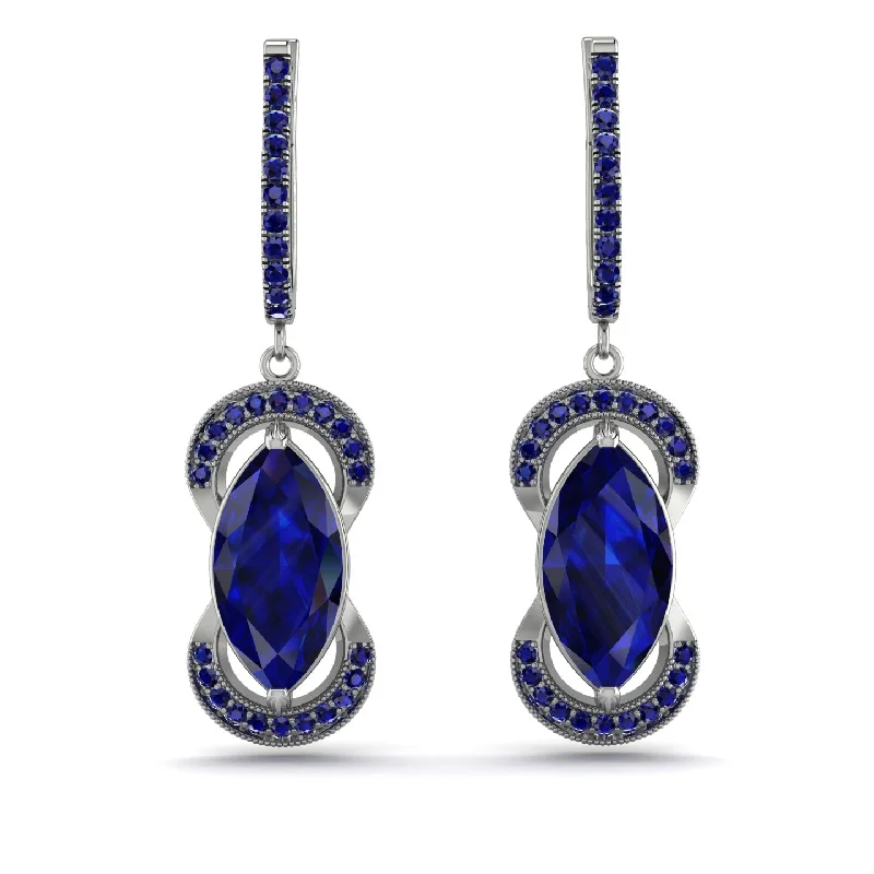 stud earrings for women-Marquise Vintage Sapphire Earrings - Marley No. 75