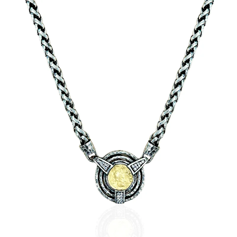 unique gold necklaces for women-VINTAGE SILVER MORRO COIN NECKLACE