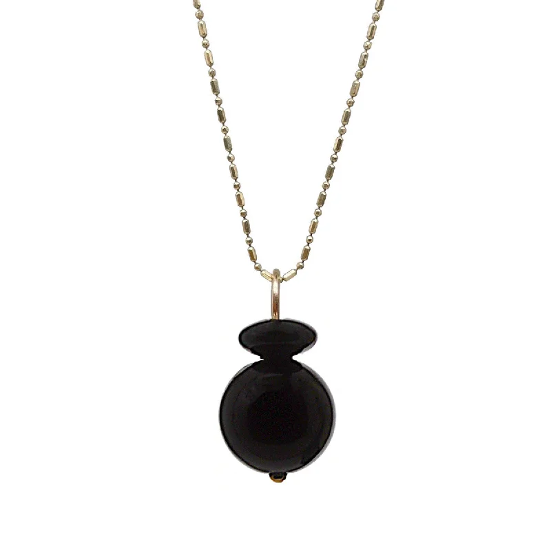 layered chain necklaces for women-Lucky Pom Charm Onyx