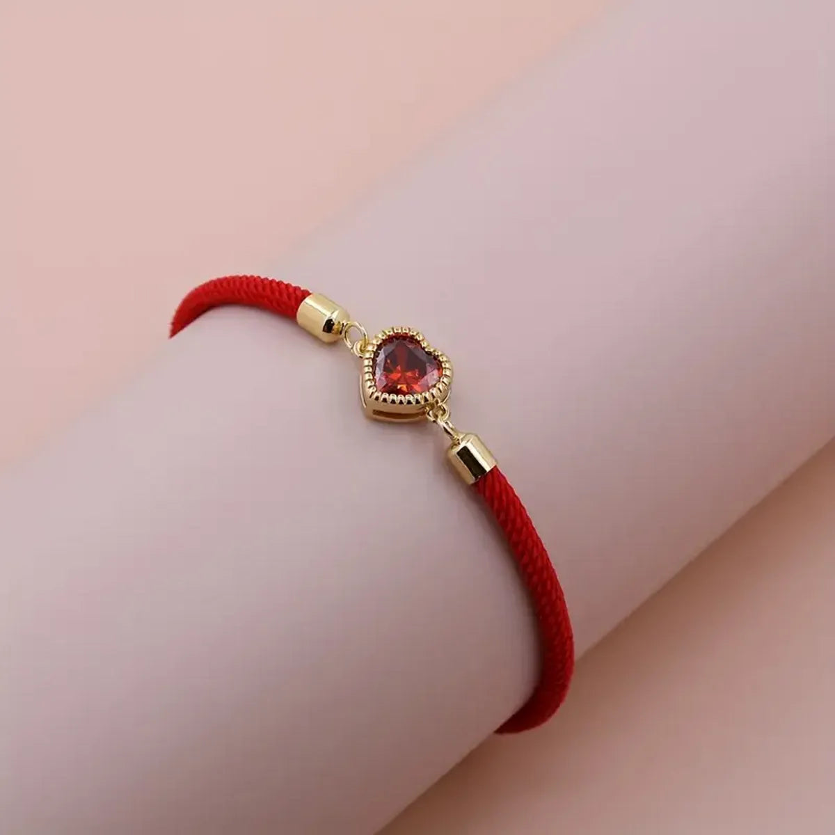 luxurious vintage engagement rings for women-Lady Romantic Shiny Heart Shape Rope Copper Plating Inlay Zircon 18k Gold Plated Unisex Drawstring Bracelets