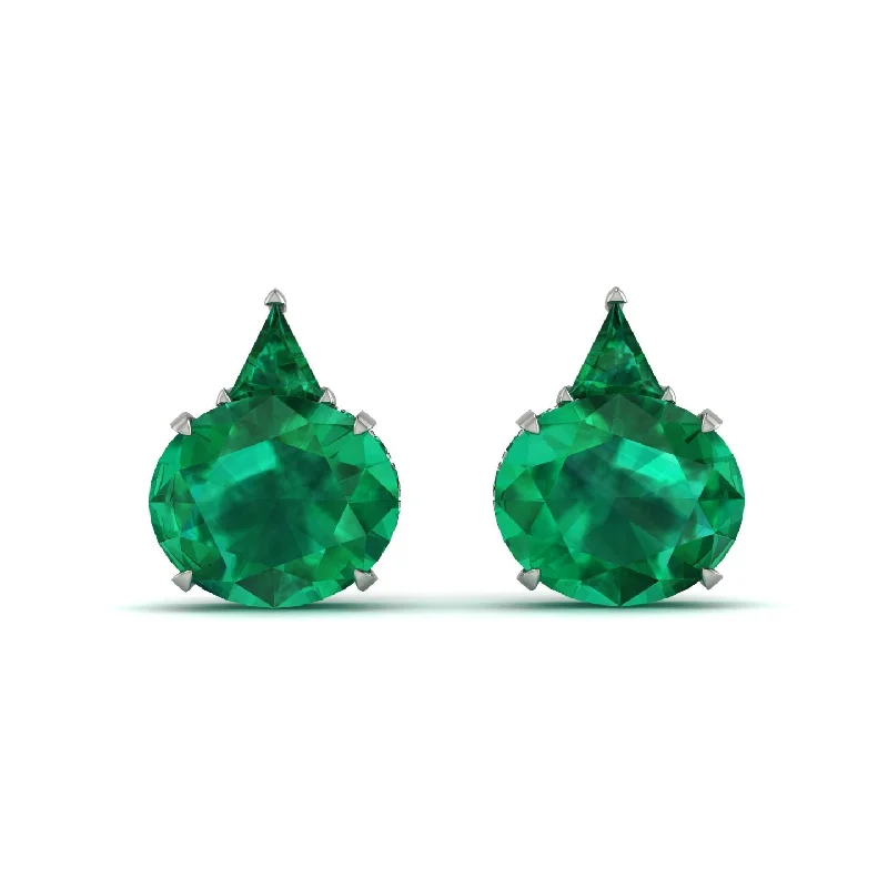 trendy dangle earrings for women-Hidden Halo Emerald Earrings - Rosalie No. 21