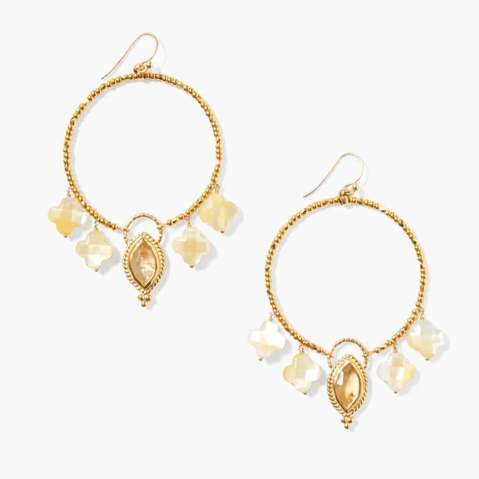 luxury pearl drop earrings for women-Clover Hoop Earrings Citrine Mix