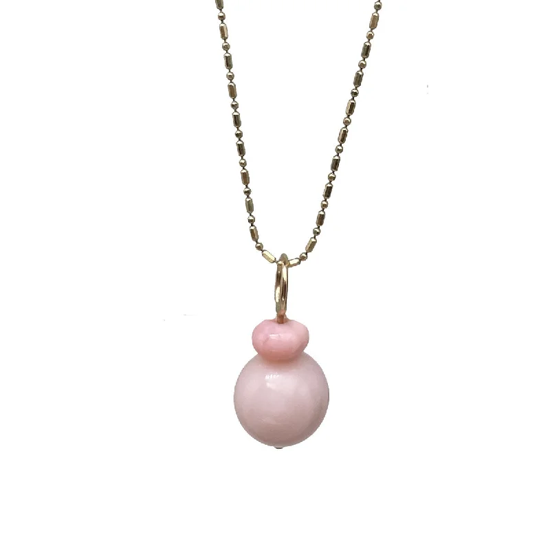 pearl necklace sets for women-Lucky Pom Charm Double Pink Opal