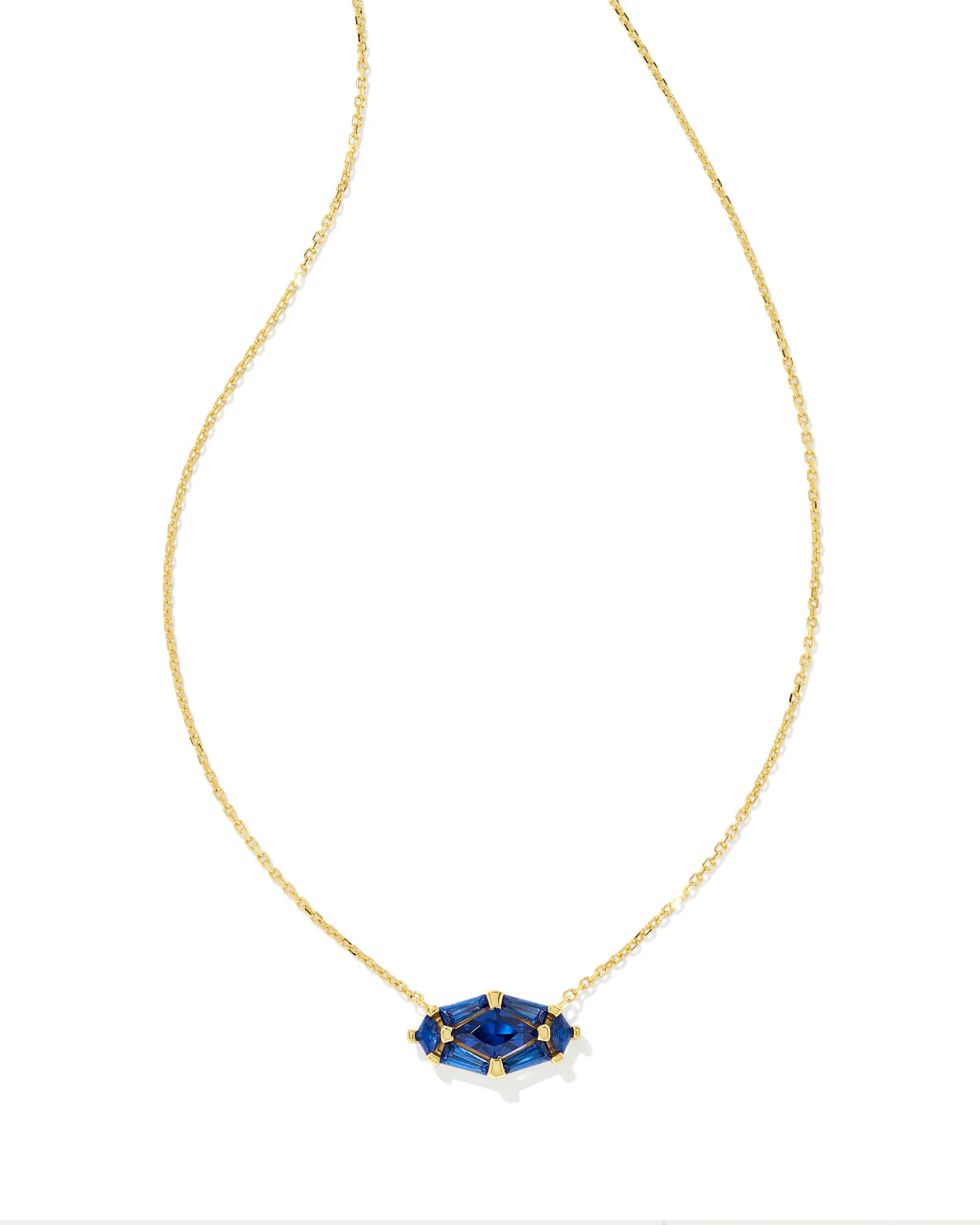 ornate necklaces for women-Kendra Scott | Lindy Rae Elisa Gold Short Pendant Necklace in Royal Blue Crystal