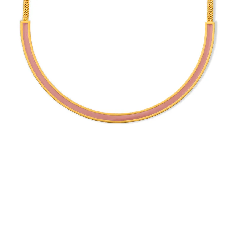 braided necklaces for women-Coastal Pink Enamel Necklace