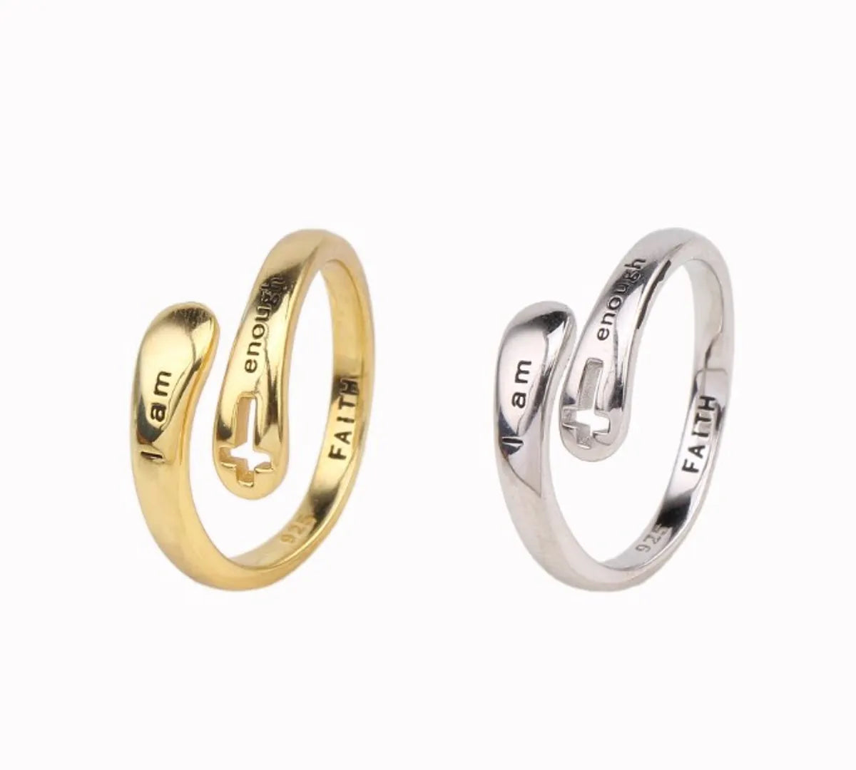 elegant vintage wedding rings for women-Wholesale Simple Style Cross Letter Sterling Silver White Gold Plated Gold Plated Open Ring