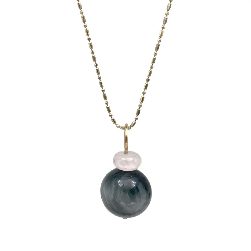 silver necklaces for women-Lucky Pom Rose Quartz Chrysoberyl